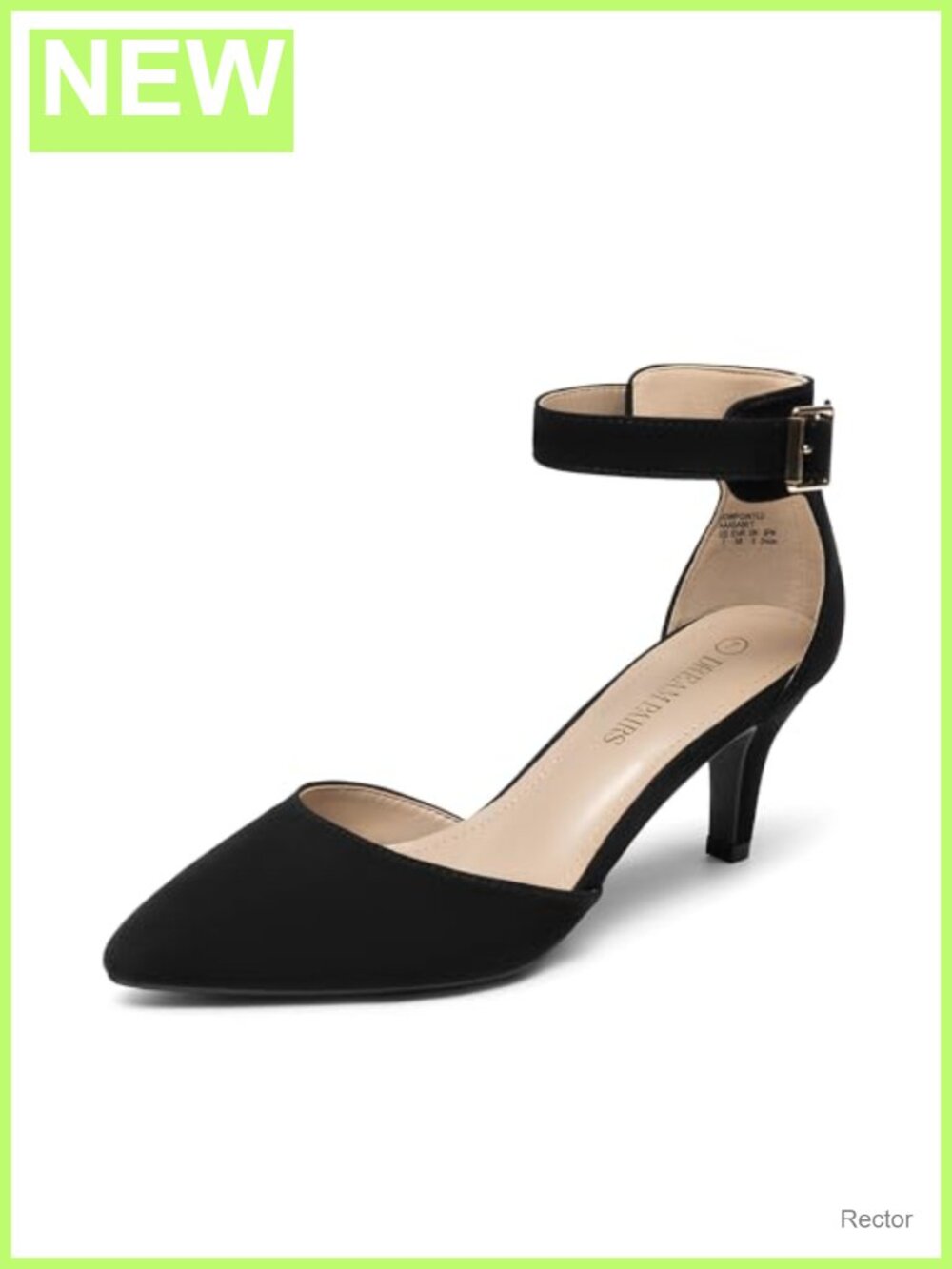 Kitten Heels Ankle Strap Pumps Faux Leather 2.5" Heel